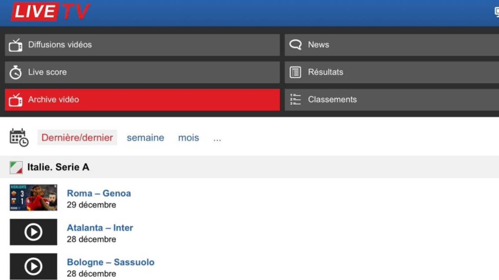 La nouvelle adresse LiveTV