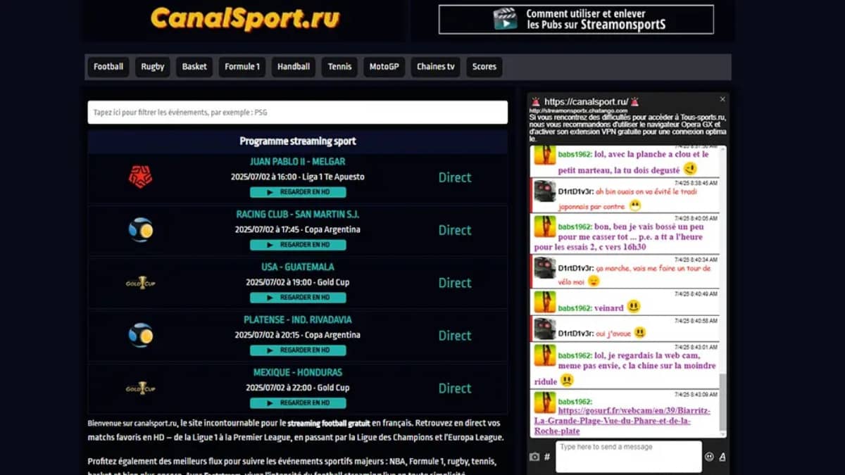 Nouvelle adresse Streamonsport