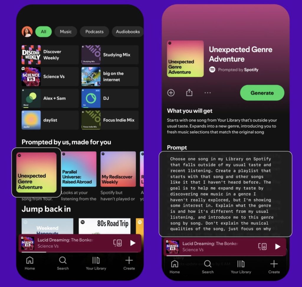 Spotify pousse l’IA plus loin avec les Prompted Playlists