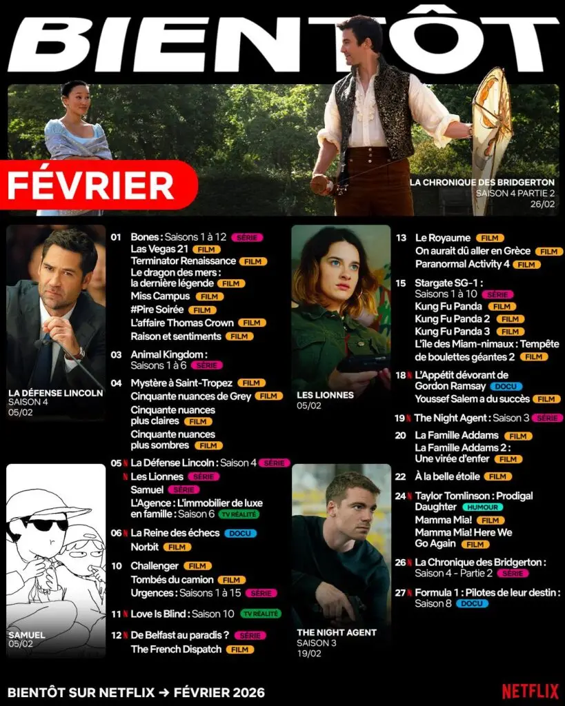 Les autres films et séries Netflix en février 2026 à ne pas manquer